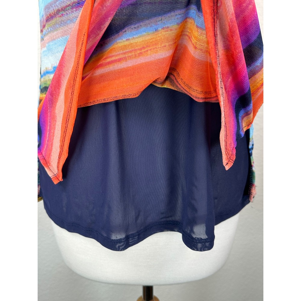 Boston Proper‎ Mesh Tank Top M Colorful Stripe Layered Sleeveless - Picture 6 of 14